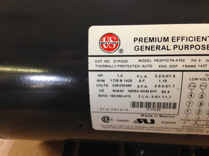 1 HP BLOWER MOTOR, 208-230-460/50-60/3,  RPM  1725-1425