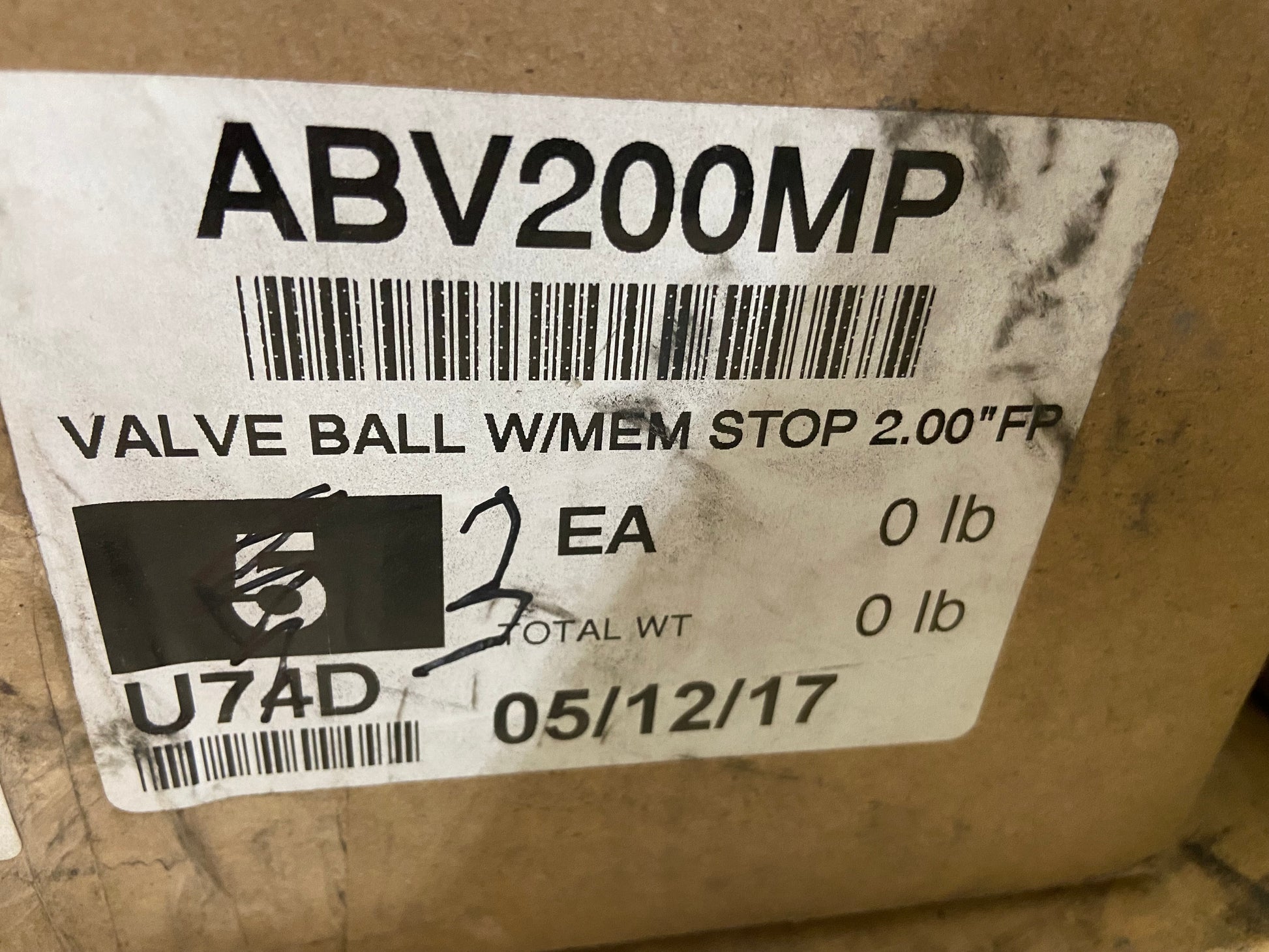 2" BALL VALVE W/MEM STOP, SOLD INDIVIDUALLY