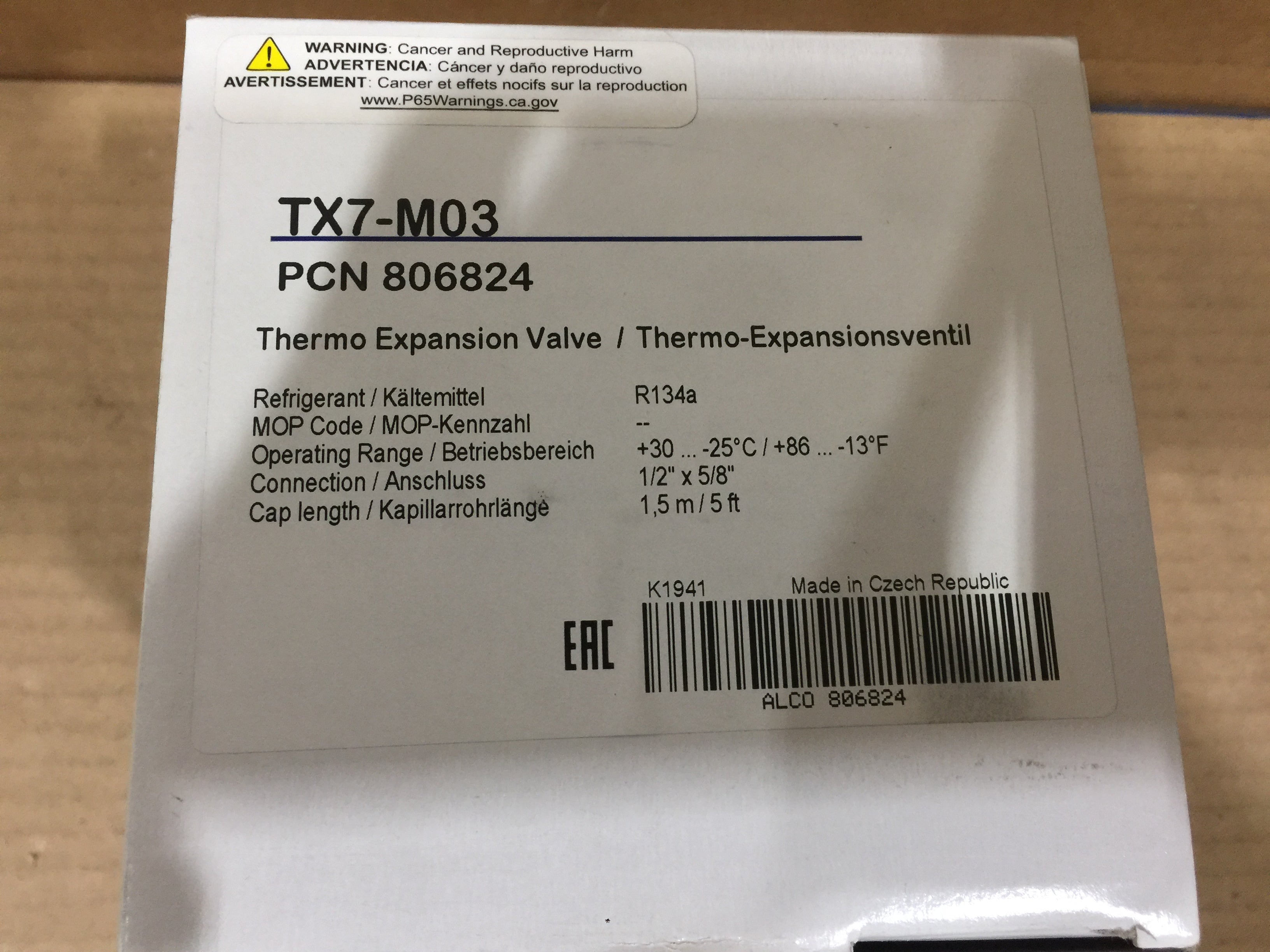 Thermostatic Expansion Valve; R-134A/R-450A/R-513A – Surplus City