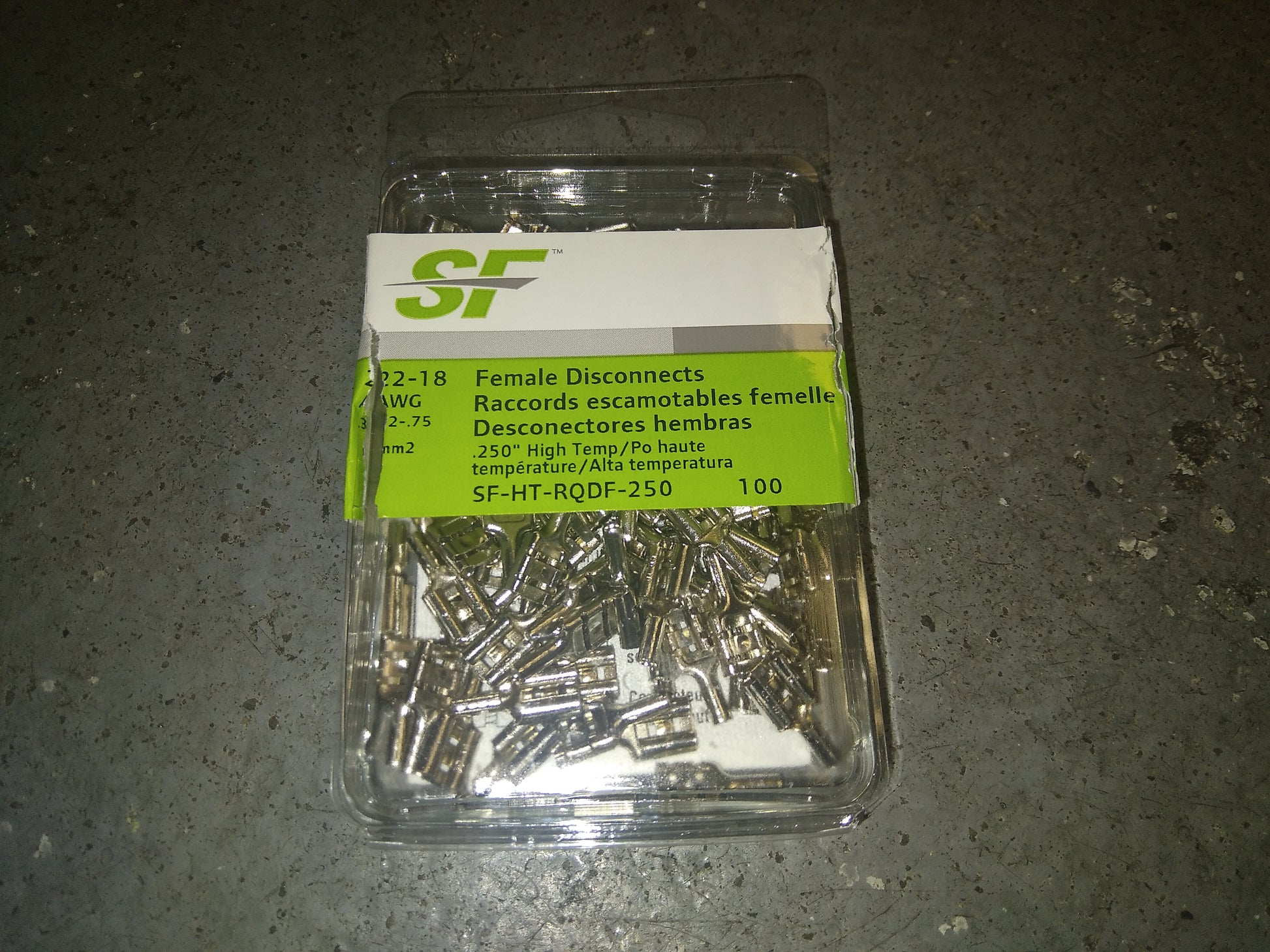 22-18 AWG 1/4" HIGH TEMP FEMALE DISCONNECTS (100 PER PACK)