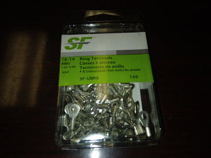 16-14 AWG #8 RING TERMINALS (100 PER PACK)