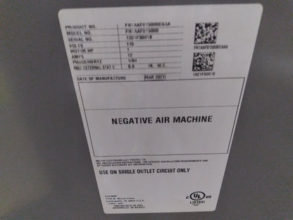 UPFLOW PORTABLE NEGATIVE AIR SCRUBBER, 115/60/1, 1500 CFM