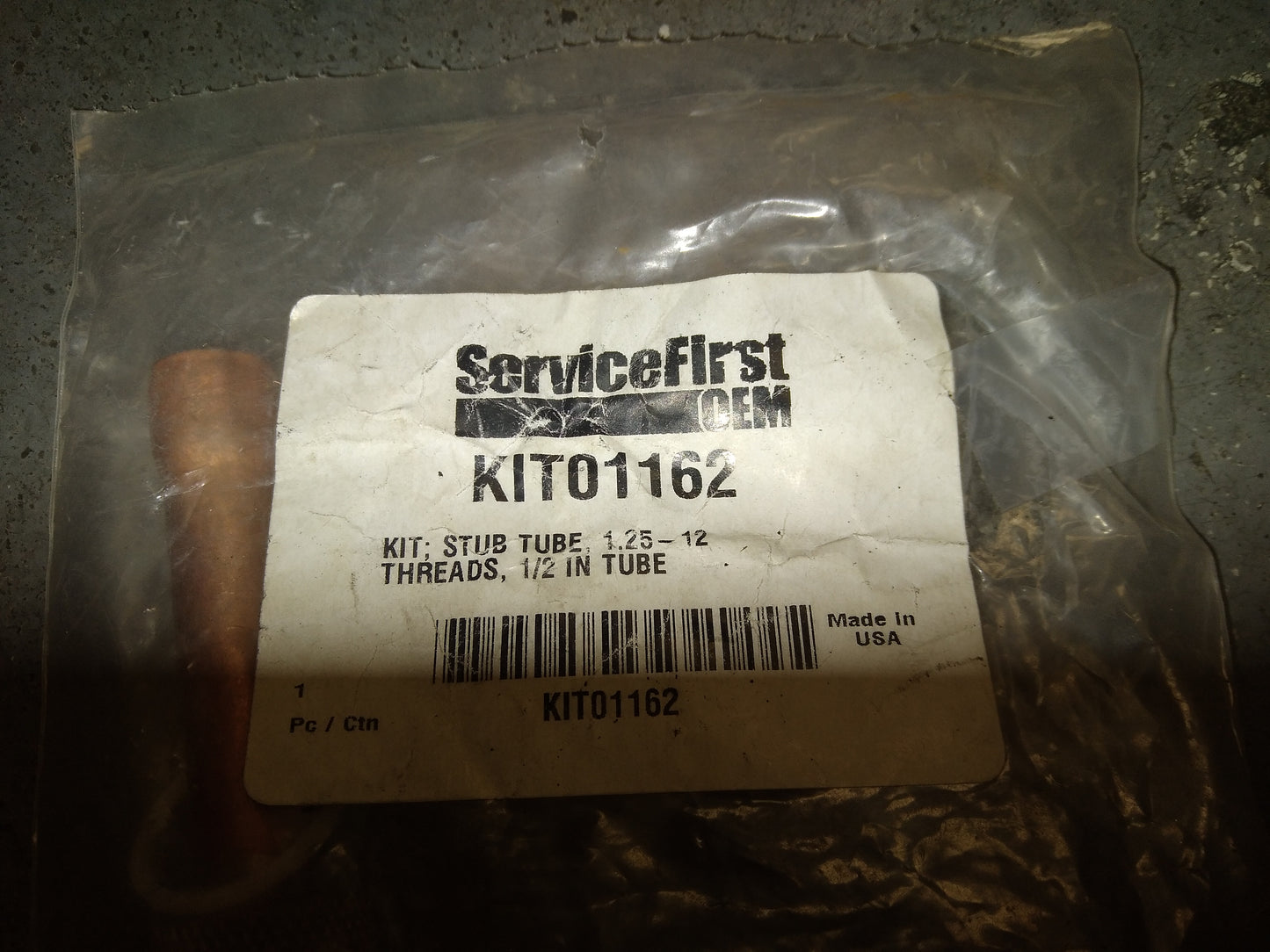 KIT; STUB TUBE, 1.25-12 THREADS, 1/2" TUBE