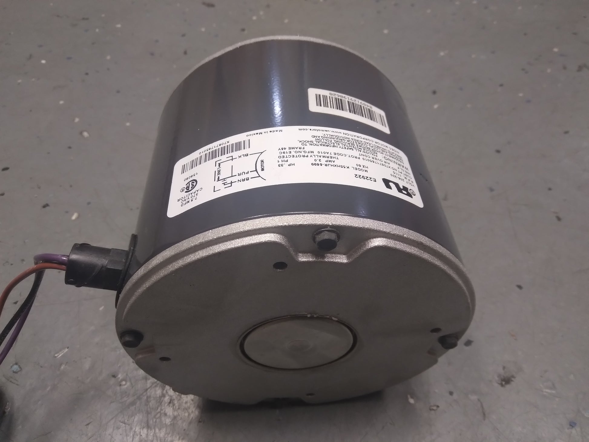 .33HP CONDENSER FAN MOTOR 208-230/60/1 RPM:1115/1-SPEED