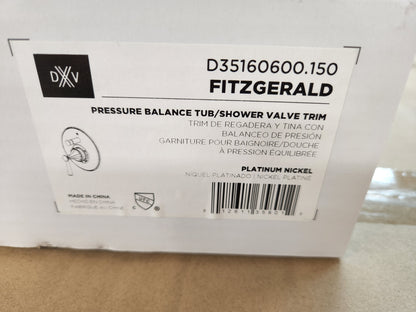 "FITZGERALD" PLATINUM NICKEL PRESSURE BALANCE TUB/SHOWER VALVE TRIM/W SINGLE LEVER HANDLE AND DIVERTER