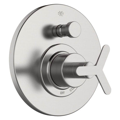 PERCY BRUSHED NICKEL PRESSURE BALANCE TUB/SHOWER VALVE TRIM WITH TRI-SPOKE HANDLE