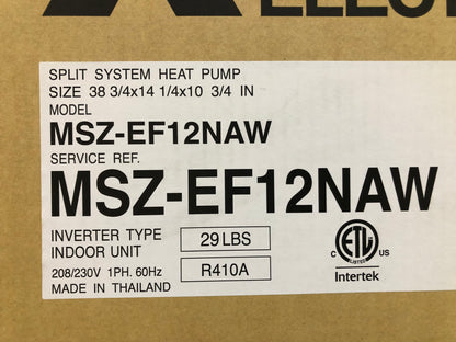 12,000 BTU INDOOR HEAT PUMP MINI SPLIT UNIT, 208-230/60/1 R-410A (INDOOR UNIT ONLY)