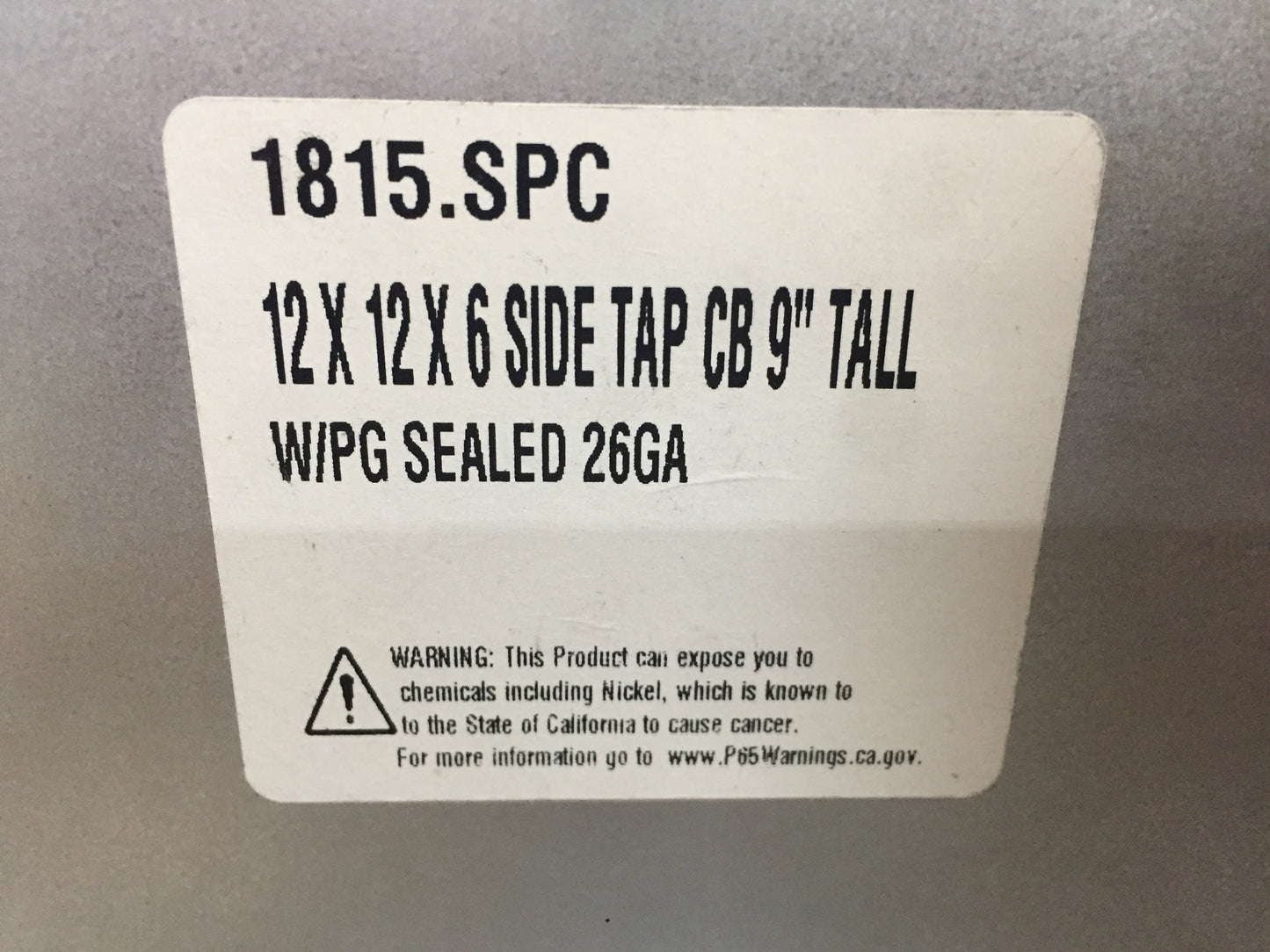 12 X 12 X 6 SIDE TAP CB 9" TALL WITH PG SEALED