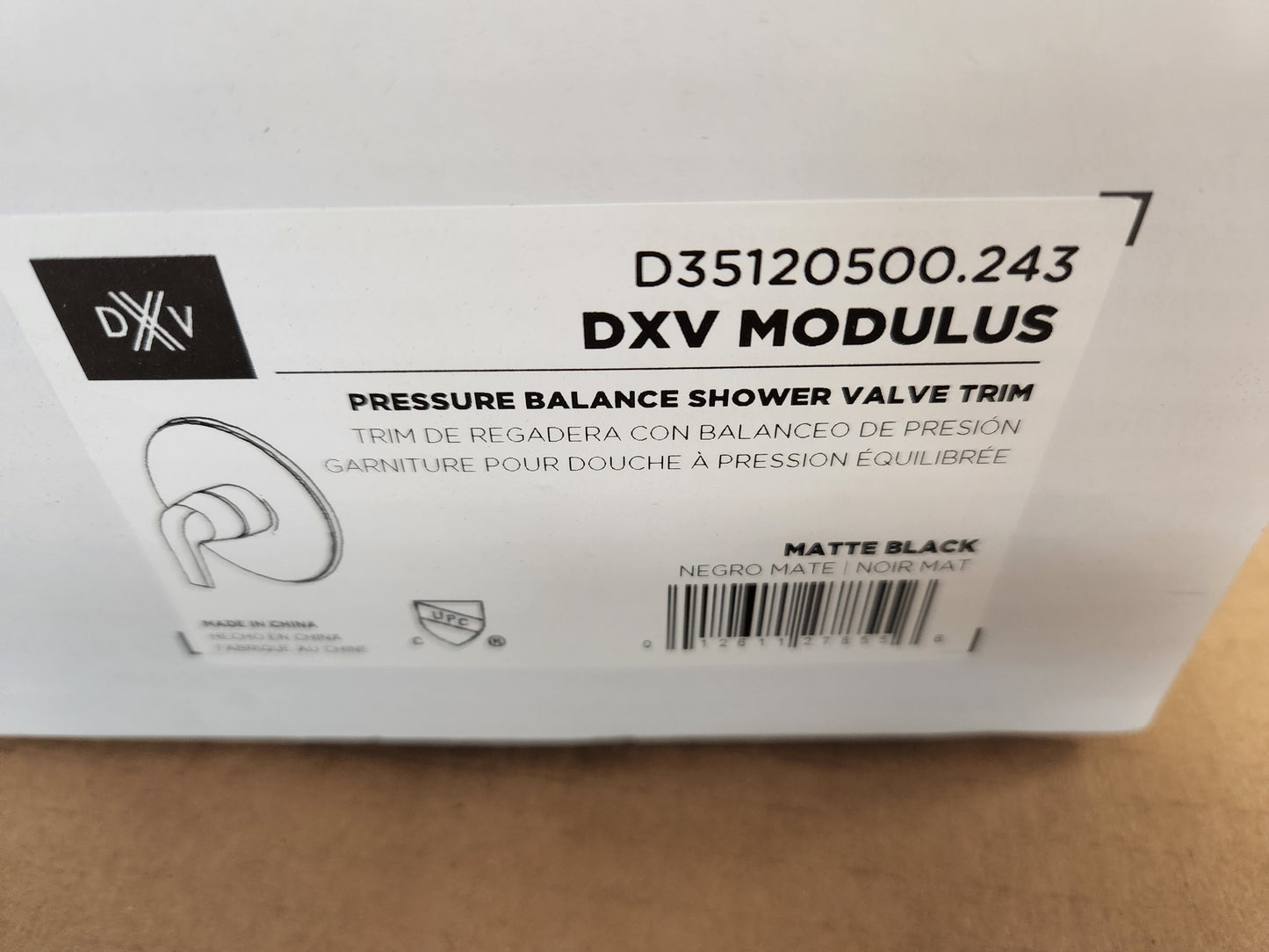 DXV MODULUS MATTE BLACK PRESSURE BALANCE SHOWER VALVE TRIM