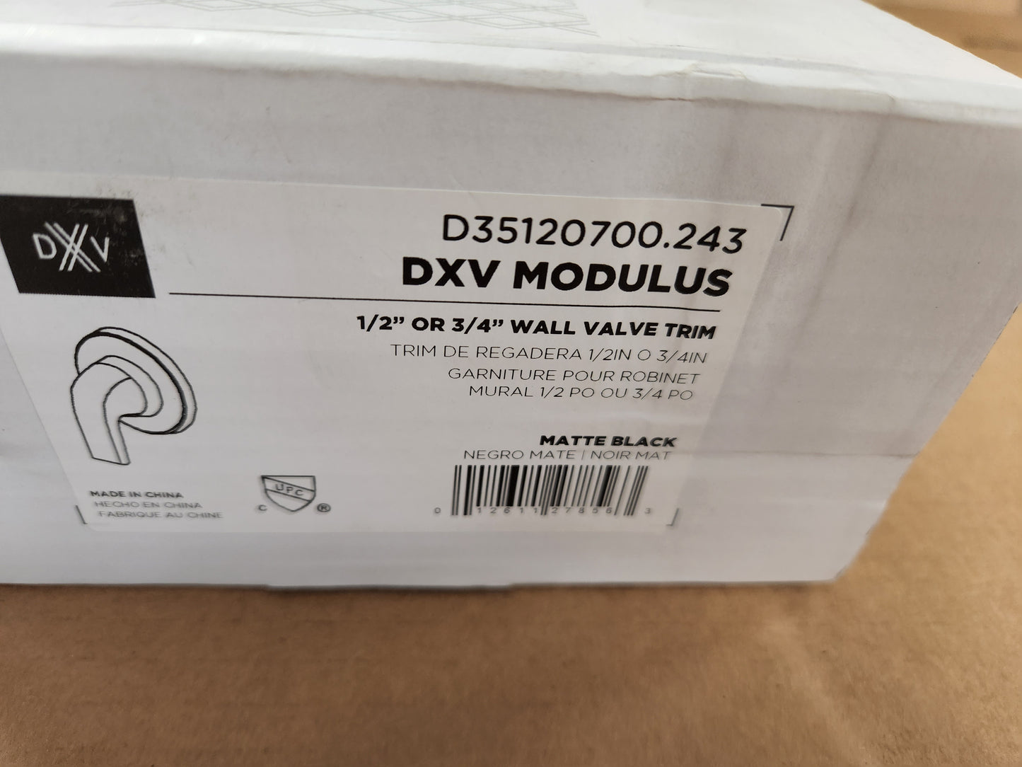 DXV MODULUS MATTE BLACK 1/2" OR 3/4" WALL VALVE TRIM