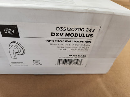 DXV MODULUS MATTE BLACK 1/2" OR 3/4" WALL VALVE TRIM