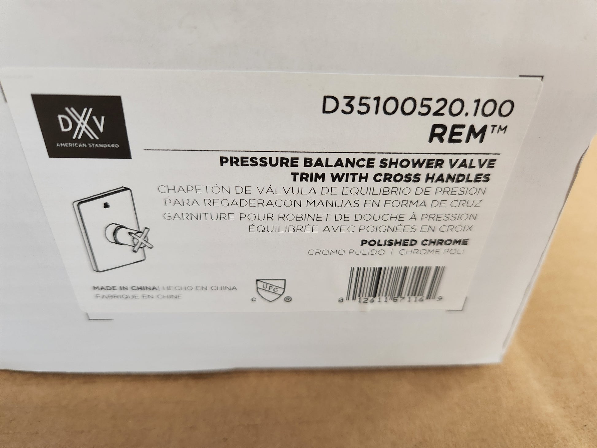 REM PPOLISHED CHROME PRESSURE BALANCE SHOWER VALVE TRIM WITH CROSS HANDLES