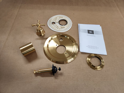 RANDALL SATIN BRASS PB TUB/SHOWER VALVE TRIM CROSS HANDLE