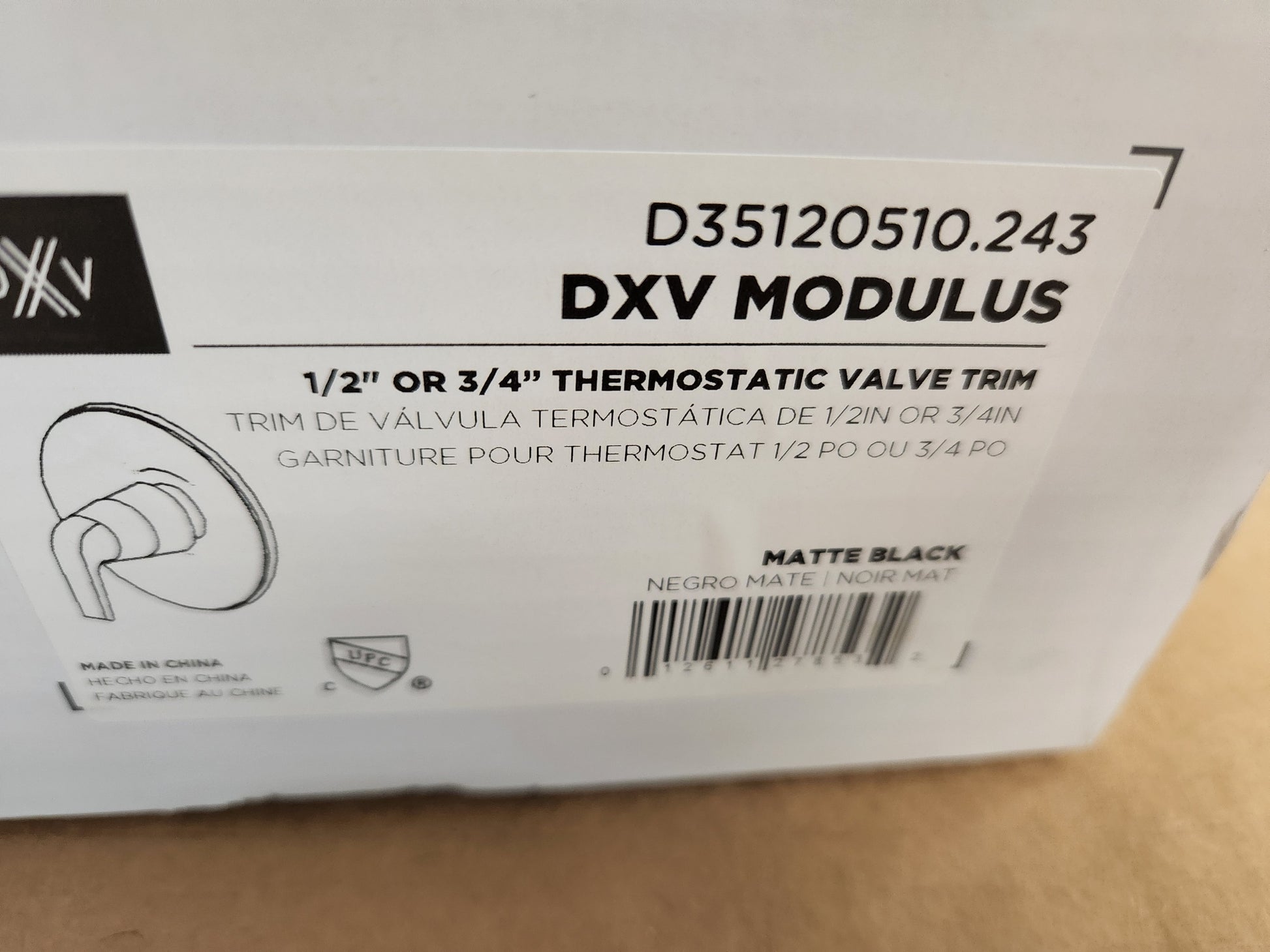 DXV MODULUS MATTE BLACK 1/2" OR 3/4" THERMOSTATIC VALVE TRIM