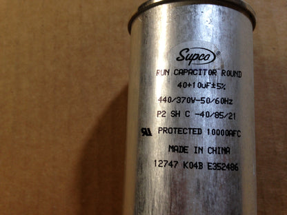 40+10uF X 440/370V ROUND DUAL RUN CAPACITOR, 50-60