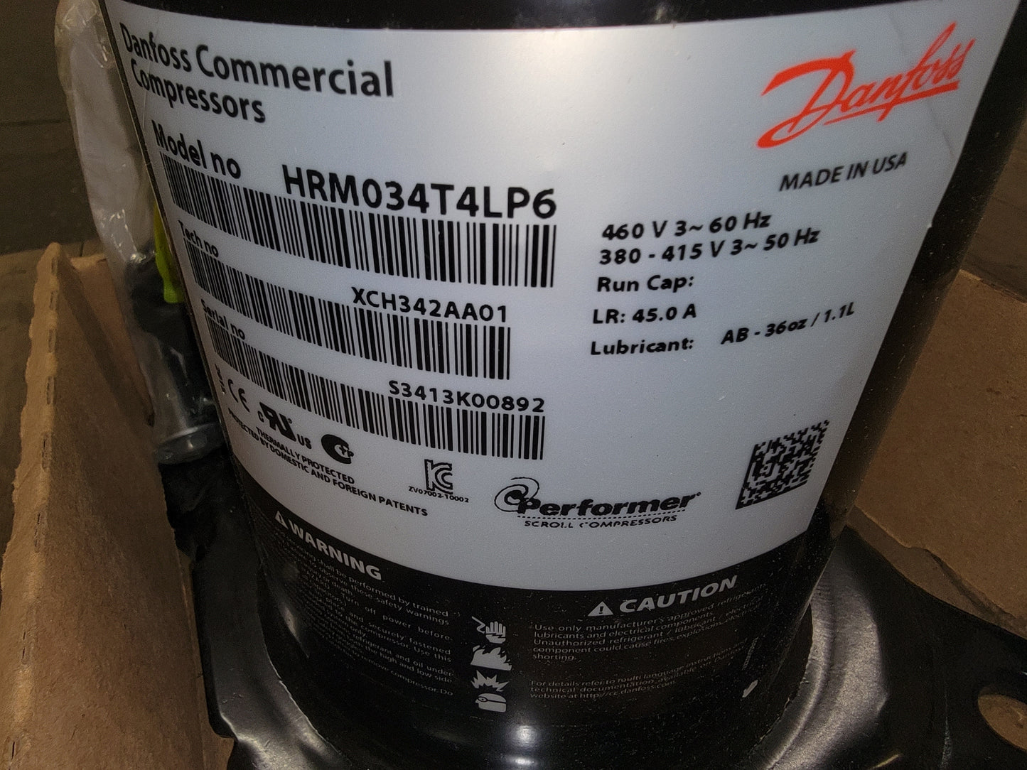 3 TON AC/HP HIGH TEMP SCROLL COMPRESSOR, 380-415-460/50-60/3