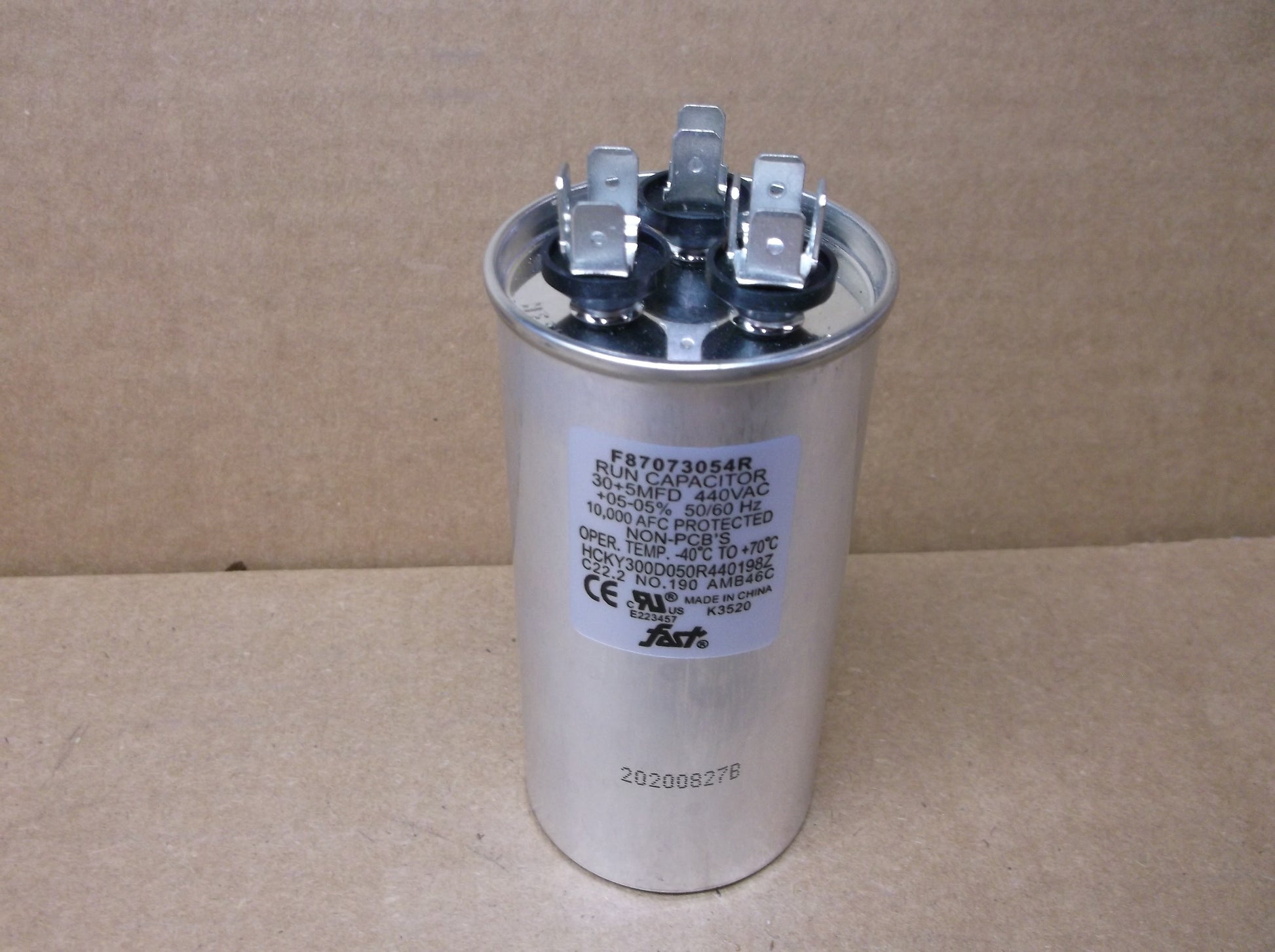 30+5 MFD X 440 VAC DUAL ROUND RUN CAPACITOR