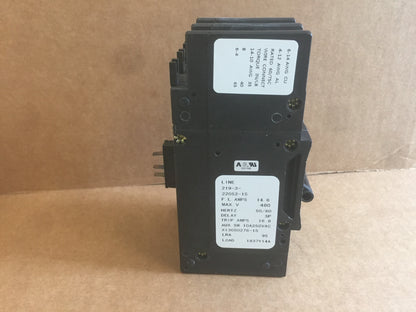 3 POLE 14.6 AMP "219 MULTI-POLE" SERIES HYDRAULIC MAGNETIC CIRCUIT BREAKER PROTECTOR/FOR MANUAL MOTOR CONTROLLER APPLICATIONS 480/50-60/1 OR 3