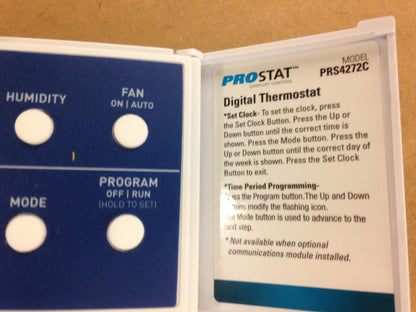 7-DAY PROGRAMMABLE DIGITAL THERMOSTAT W/HUMIDITY CONTROL, 4-HEAT/2-COOL, 20-28 VAC