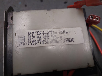 75 VA TRANSFORMER, PRIMARY:208,240 VAC, SECONDARY:24 VAC