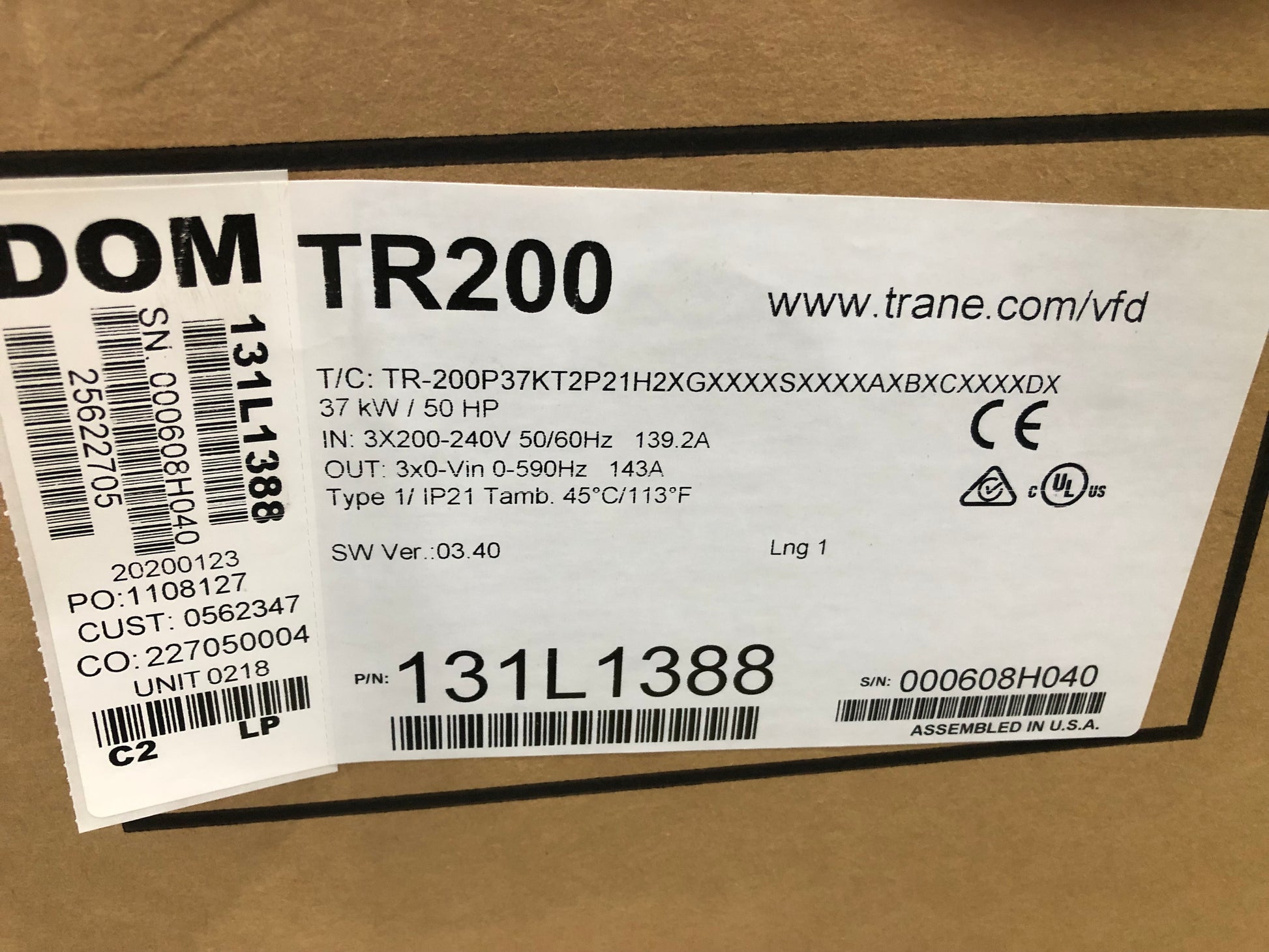"TR200 SERIES" VARIABLE FREQUENCY DRIVE 200-240/50-60/3