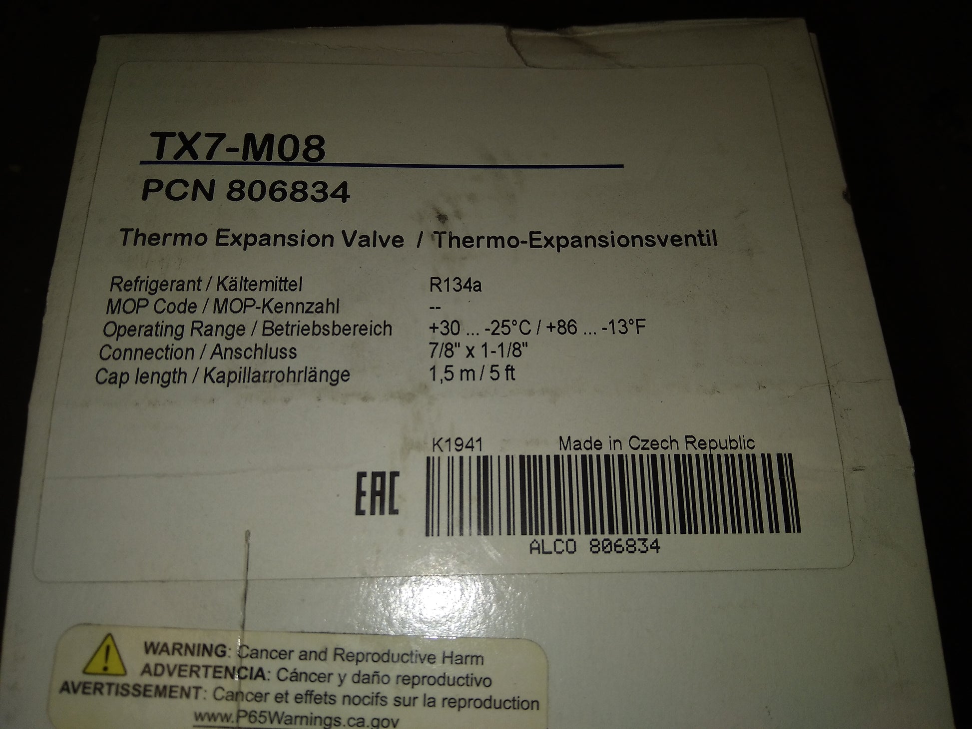 THERMOSTATIC EXPANSION VALVE 17 TON R134A