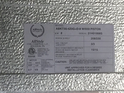 2 1/2 TON AC/HP CEILING MOUNTED VARIABLE SPEED ECM FANCOIL 208-230/60/1 R-410A/R22