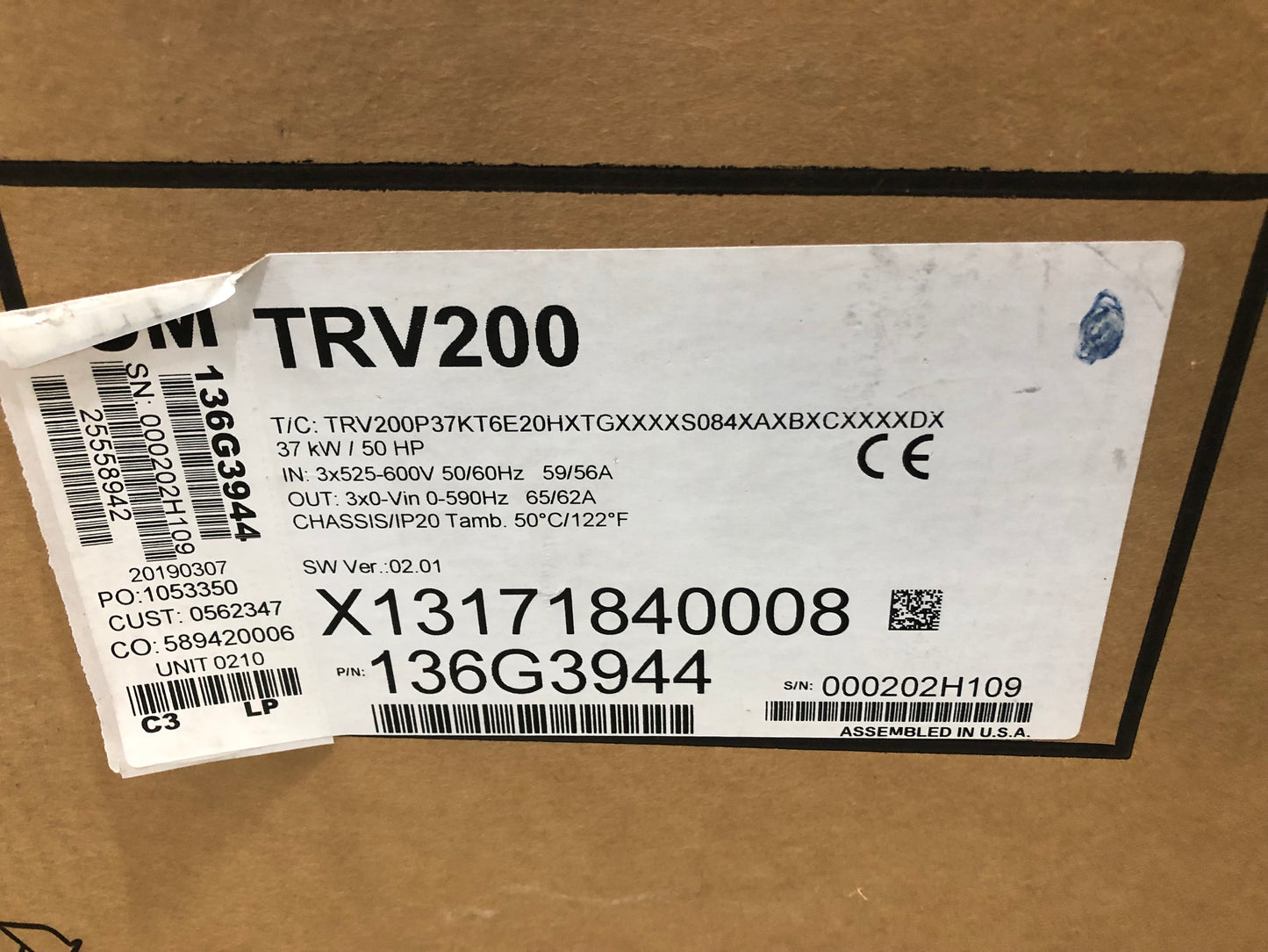 "TR200 SERIES" VARIABLE FREQUENCY DRIVE 525-600/50-60/3