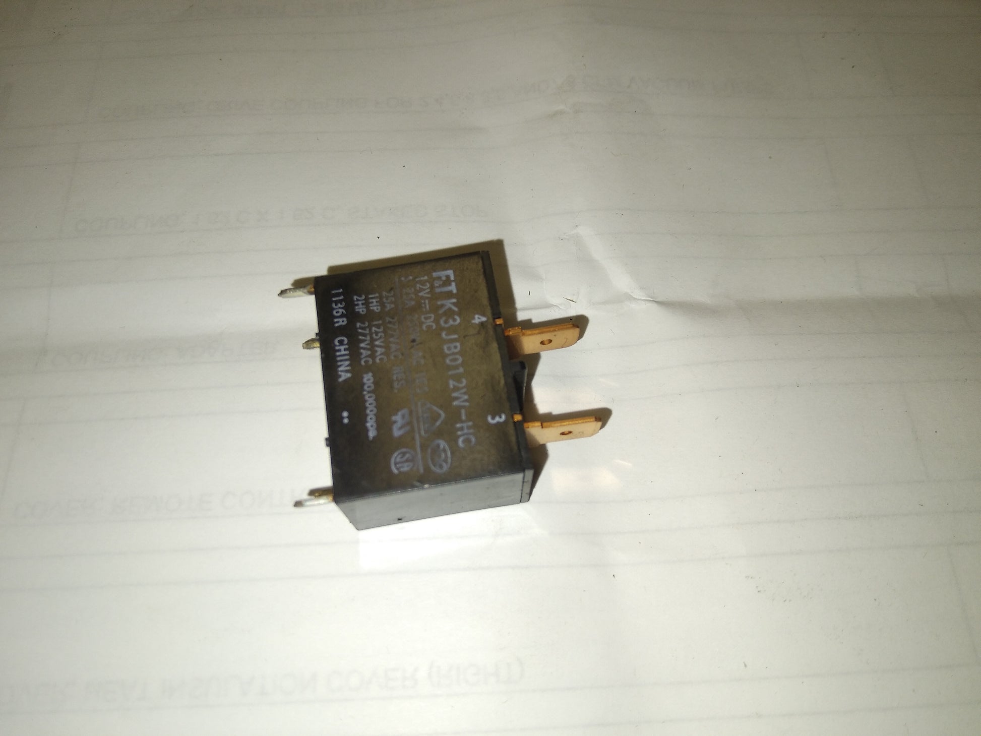 POWER RELAY 12 VOLTS DC 125-277VAC 