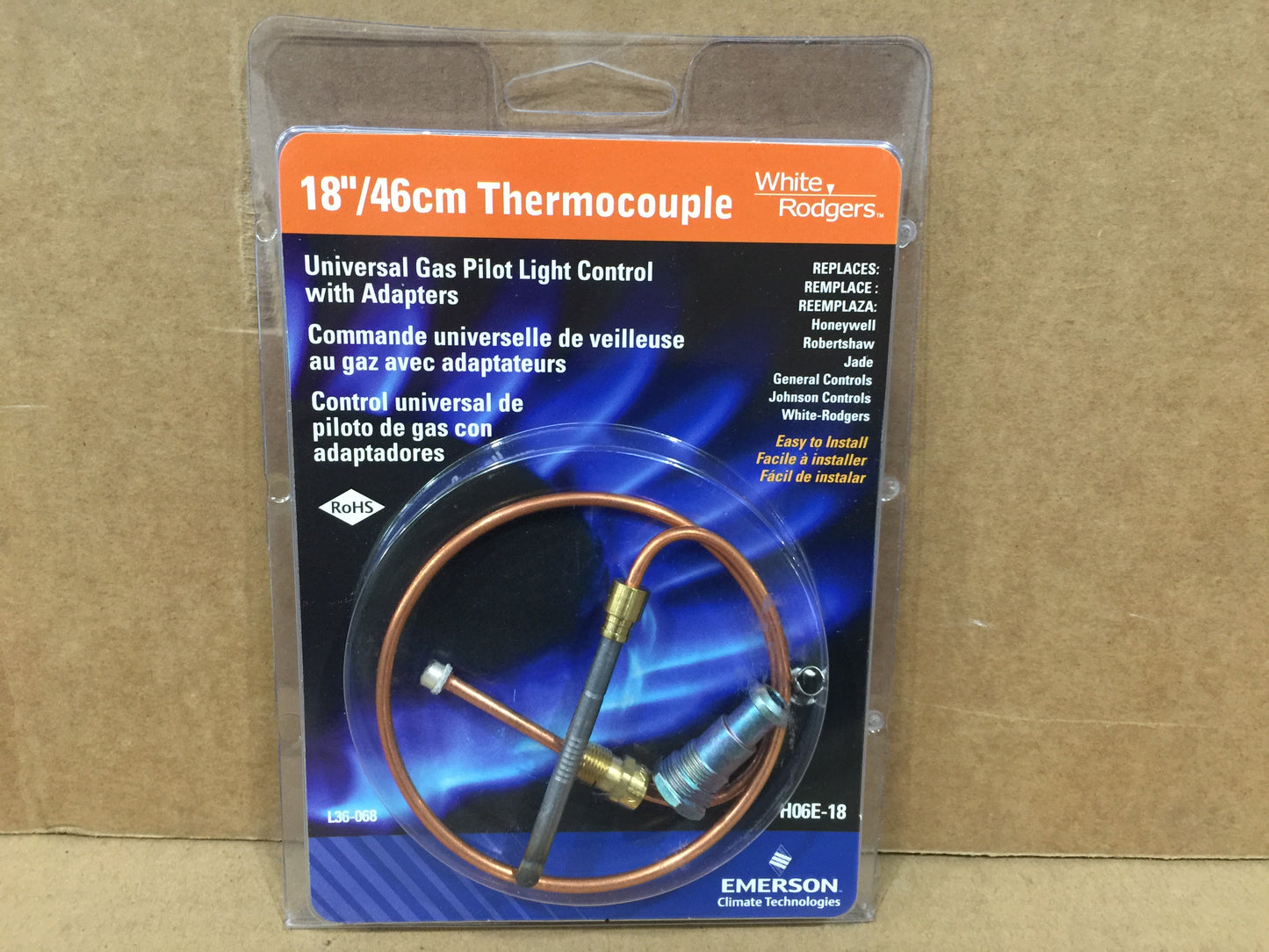 18" THERMOCOUPLE; UNIVERSAL GAS PILOT CONTROL WITH ADAPTERS