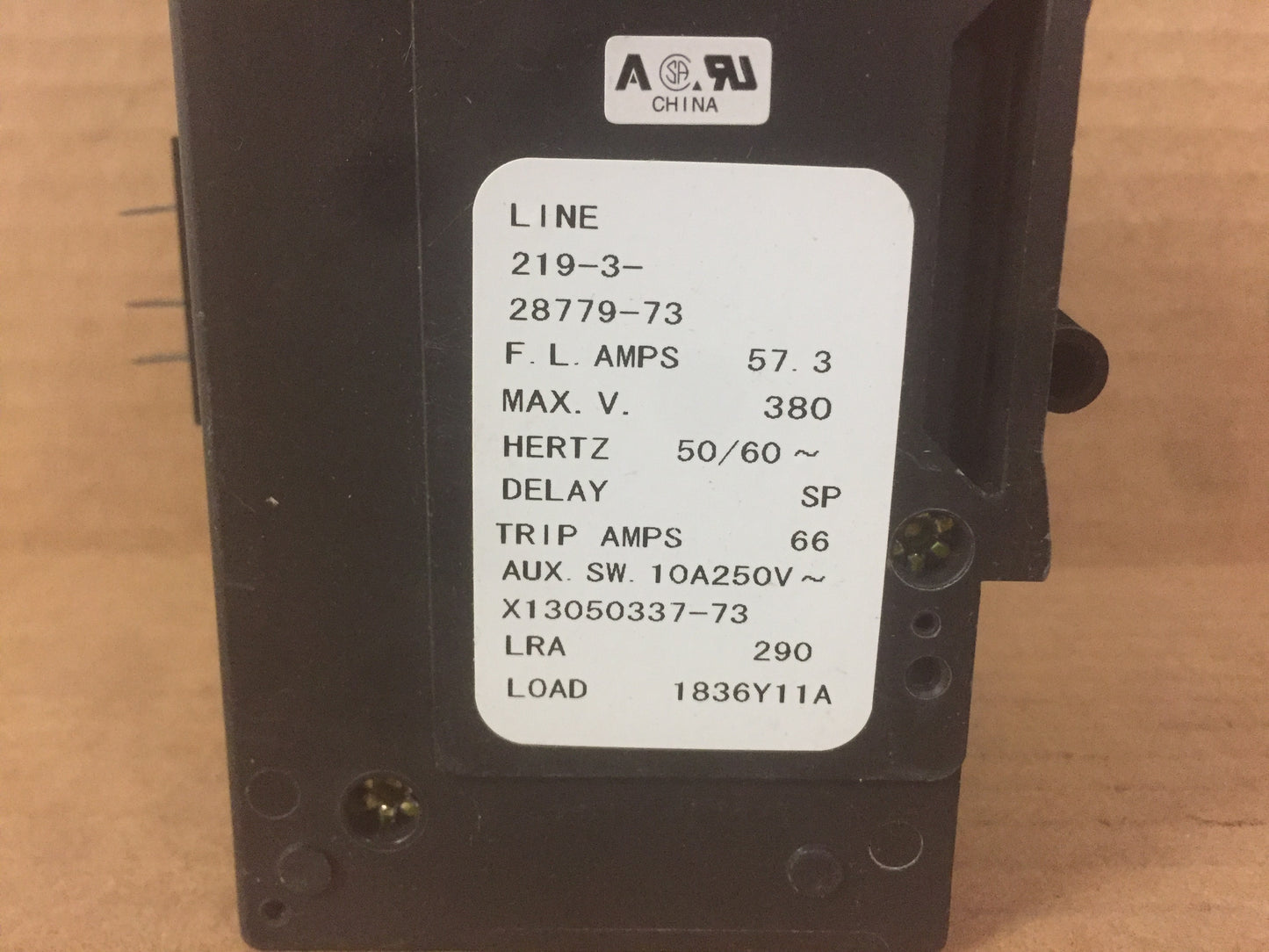 Airpax Circuit Breaker 50/60 Hz 57.3 Amps 