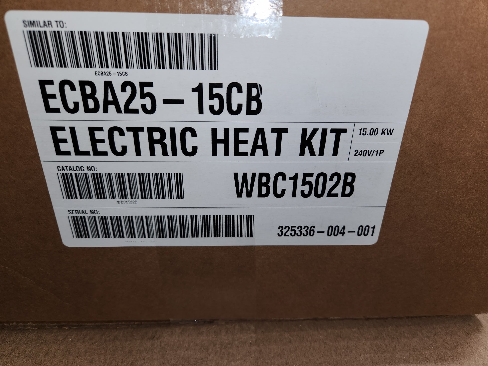 15KW 240V 1 PH 62.5AMPS HEAT KIT