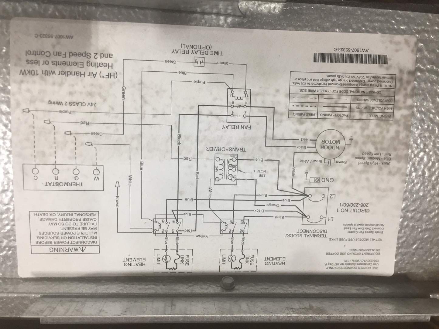 3 1/2 TON AC/HP HORIZONTAL CEILING FANCOIL WITH 5KW HEAT 208-230/60/1