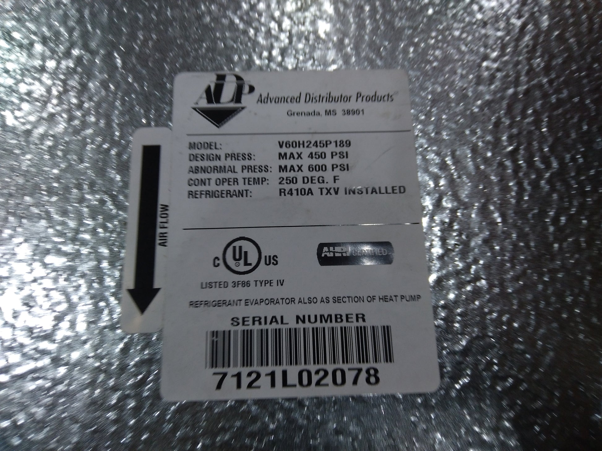 5 TON AC/HP HORIZONTAL CASED "A" COIL ,R-410A, CFM:2000