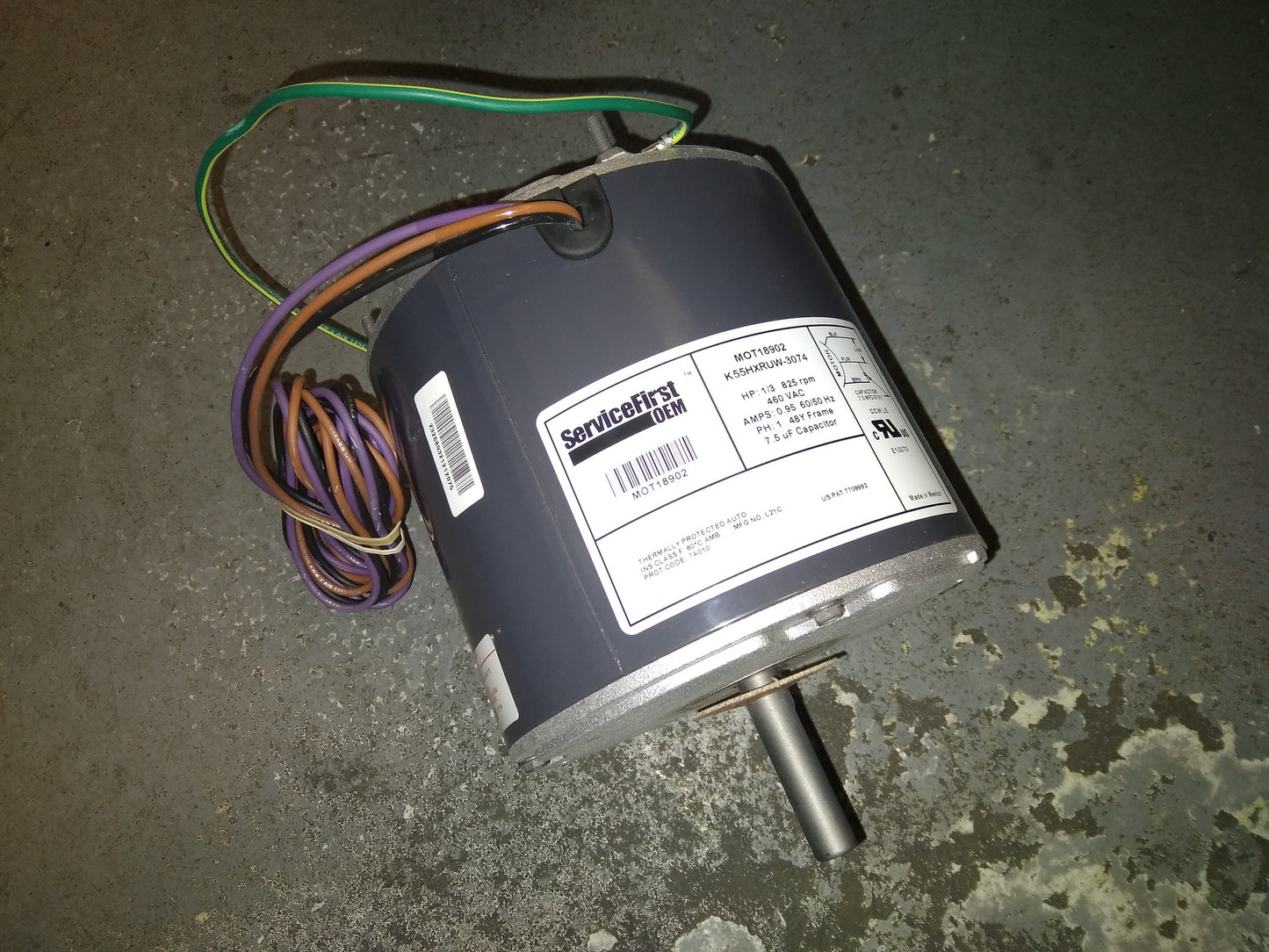 1/3HP CONDENSER FAN MOTOR 460/60/1 RPM:825/1-SPEED