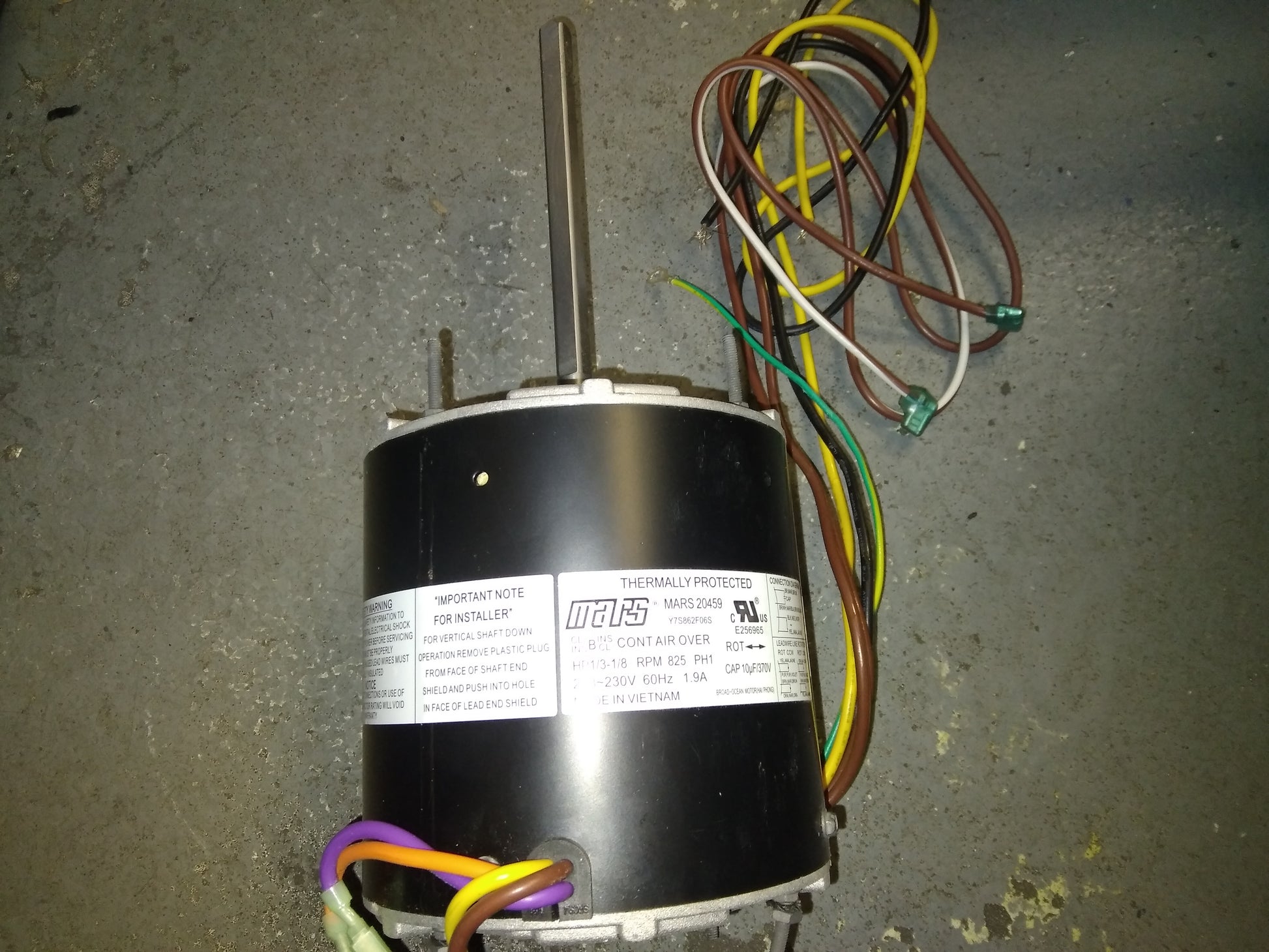 1/3-1/8HP CONDENSER FAN MOTOR, 208-230/60/1