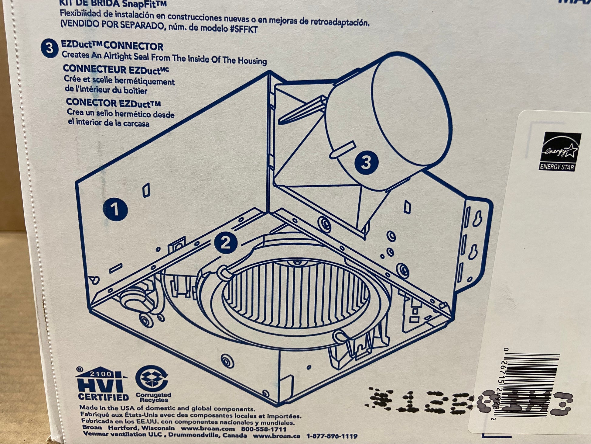 HUMIDITY SENSING VENTILATION FAN 110 CFM 120/60/1