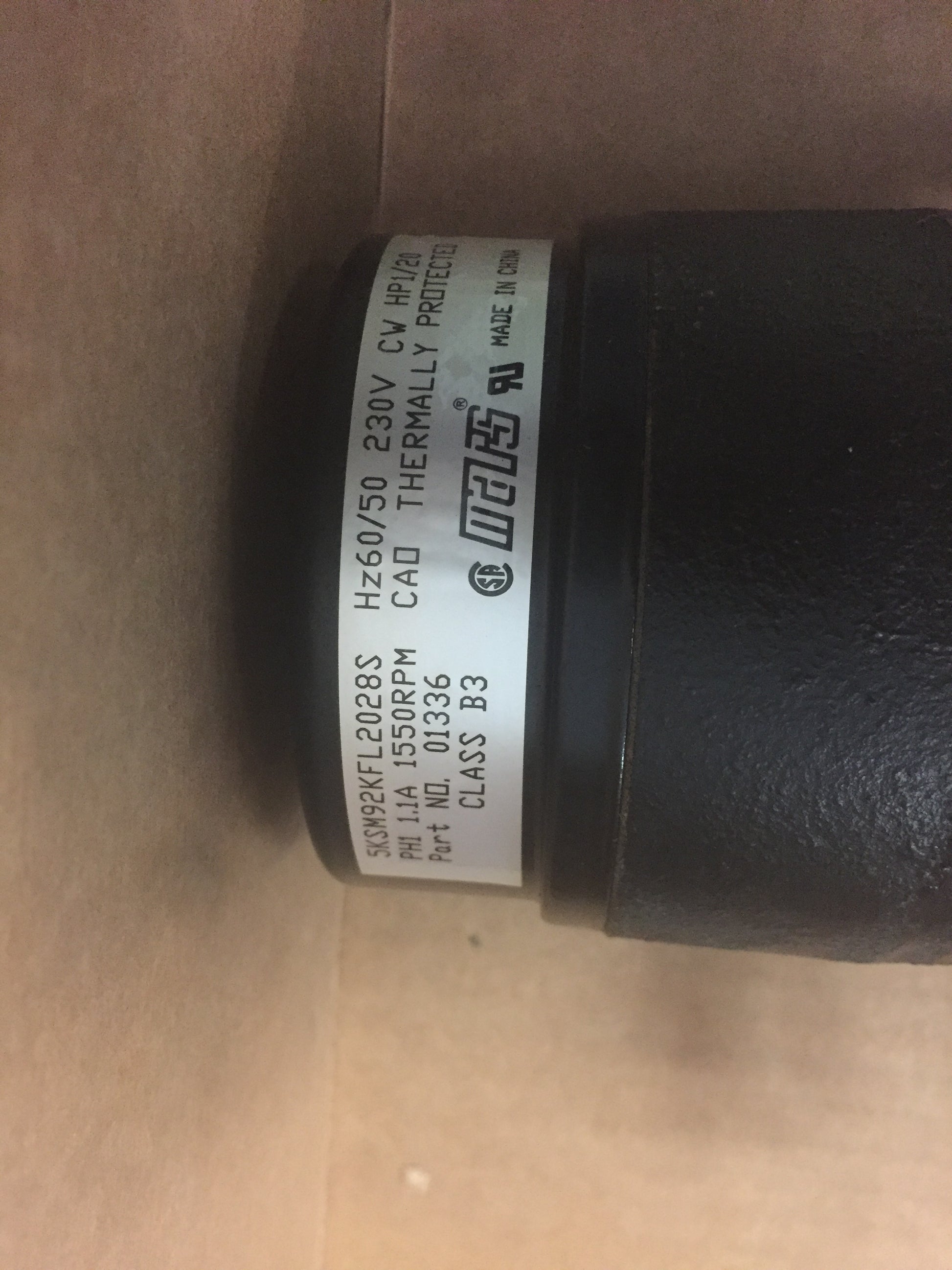 1/20 HP REFRIGERATION FAN MOTOR 230/50-60/1 RPM 1550