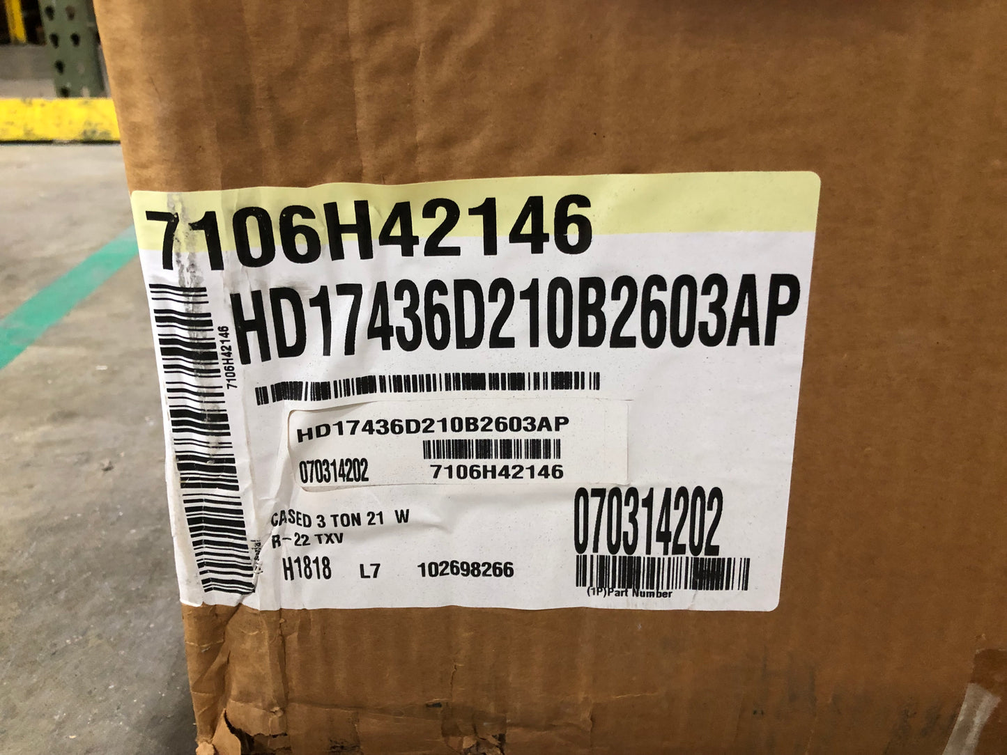 3 TON AC/HP HORIZONTAL CASED "A" COIL R-22 1200 CFM