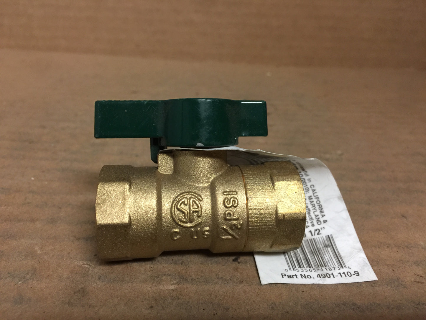 1/2" FNPT GAS BALL VALVE;  BRASS