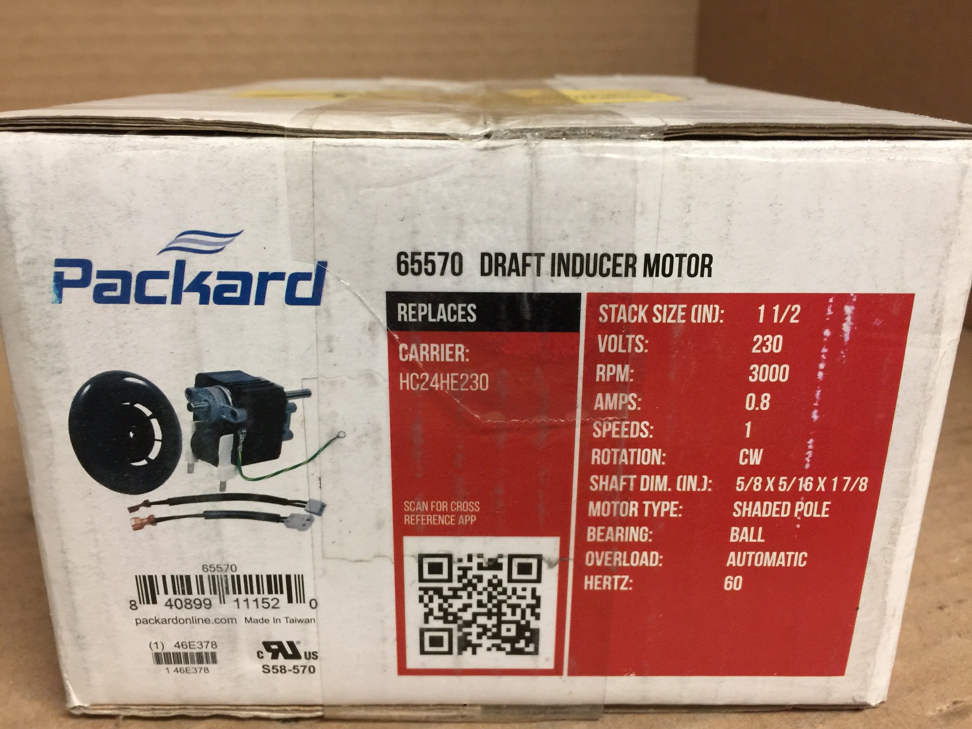 1-1/2 STACK(25MHP) DRAFT INDUCER MOTOR; 230V, 60HZ, 3000 RPM