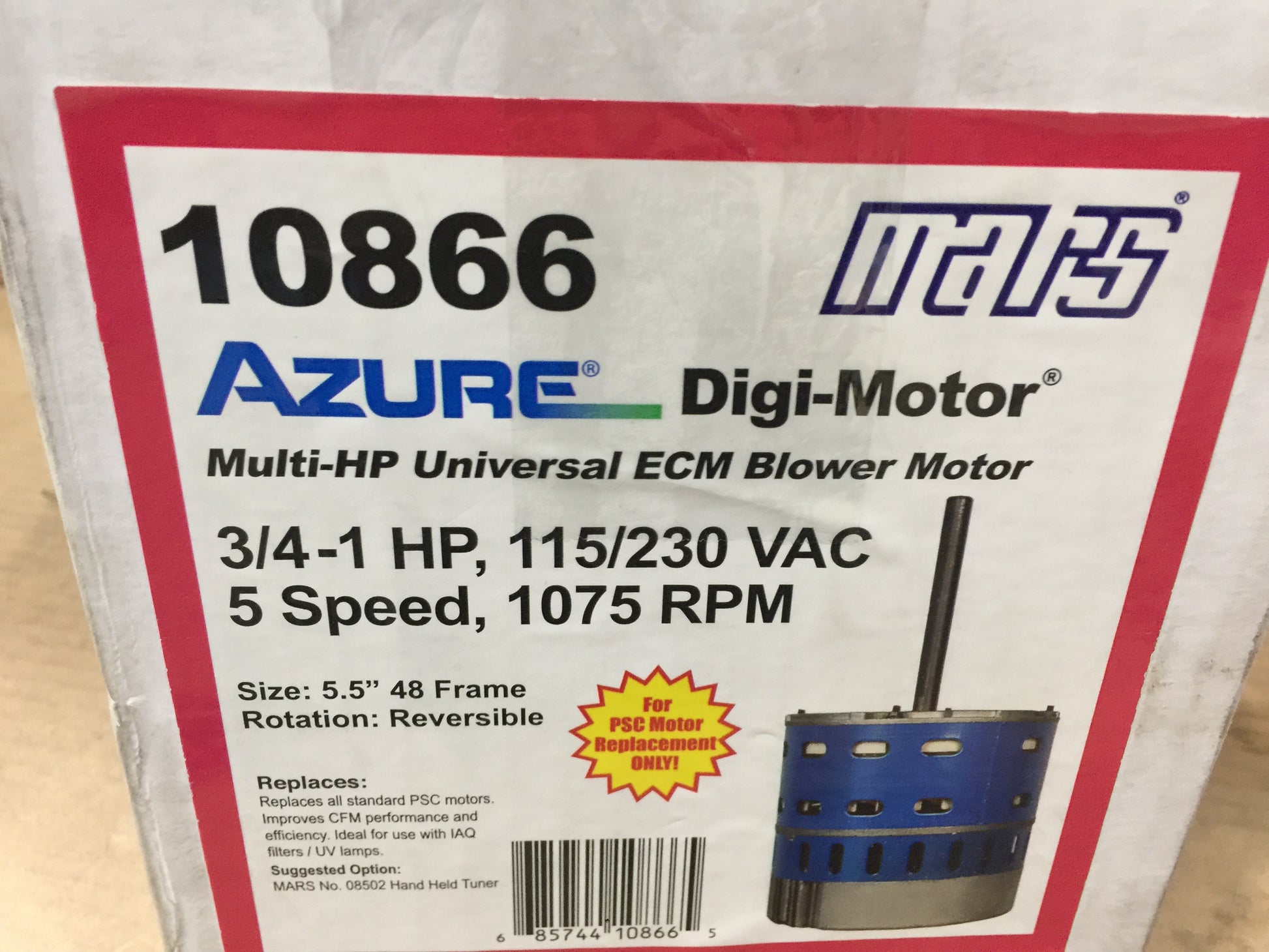 3/4-1 HP AZURE UNIVERSAL ECM DIGI BLOWER ; 115/230/50-60/1, 5 SPEED, 1075 RPM