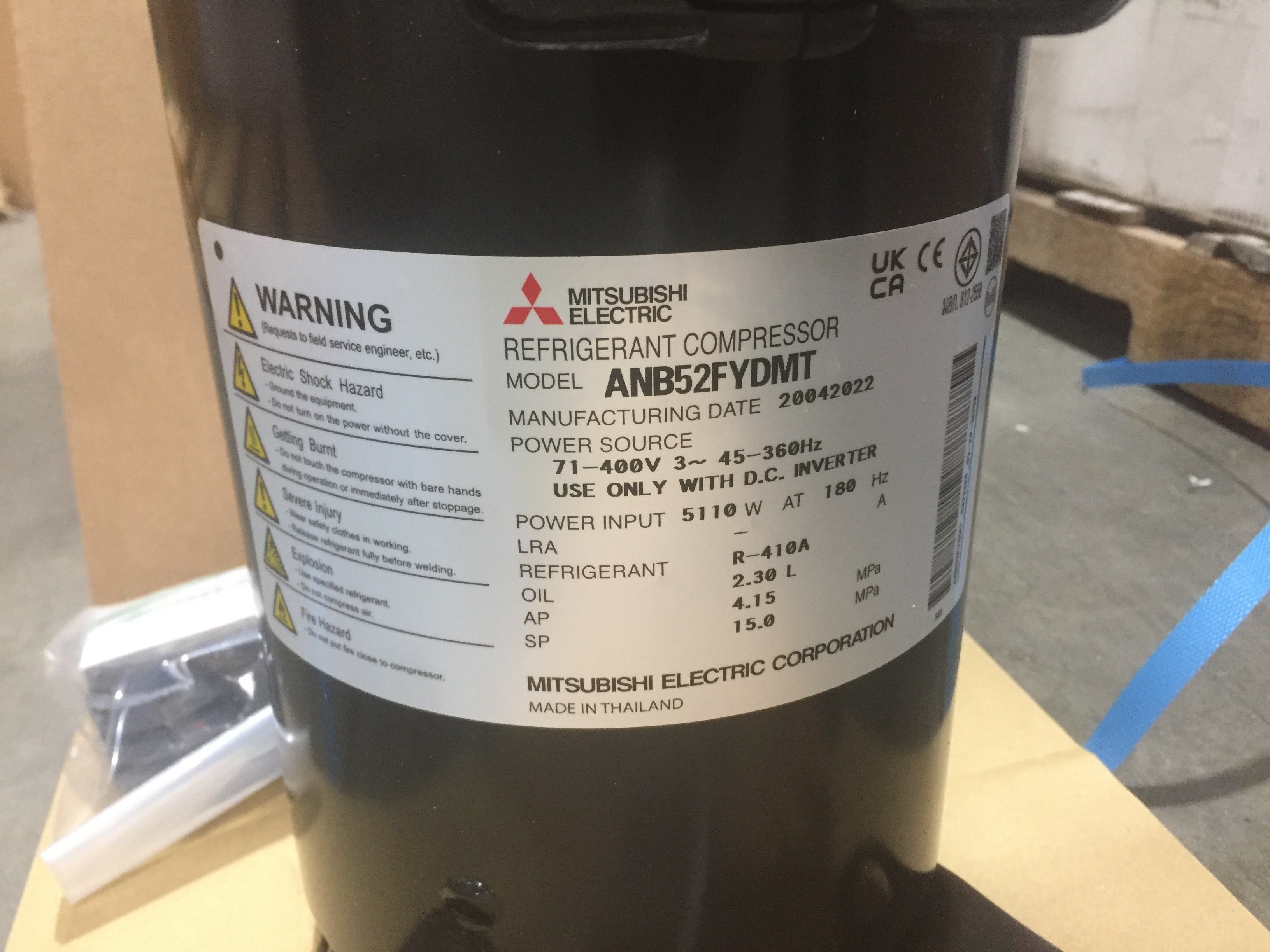 5 Ton AC/HP Scroll Compressor 5HP R410A DC Inverter Compressor