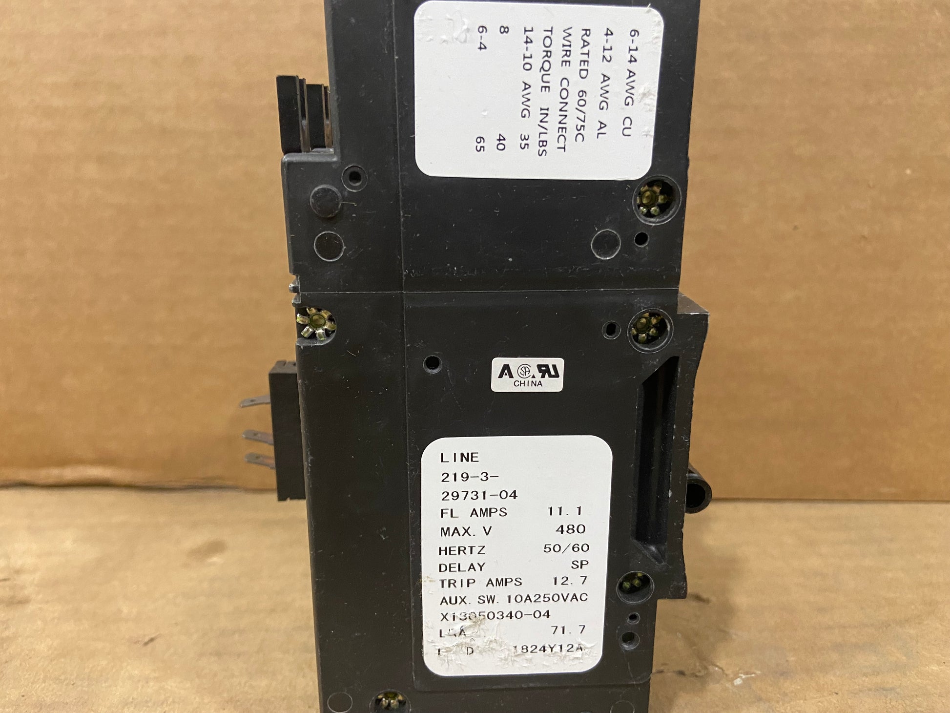 3 POLE 11.1 AMP "219 MULTI-POLE" SERIES HYDRAULIC MAGNETIC CIRCUIT BREAKER PROTECTOR/FOR MANUAL CONTROLLER APPLICATIONS, 480/60-50/1 OR 3