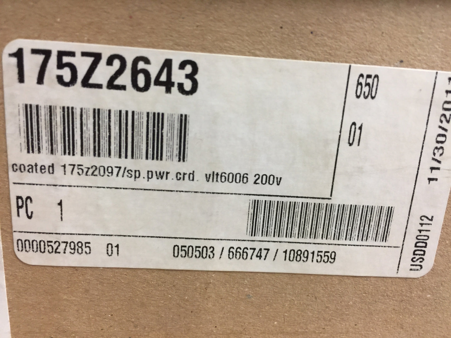CONTROL BOARD; SPARE POWER CARD, 5006-A/VLT6006, 200-240V