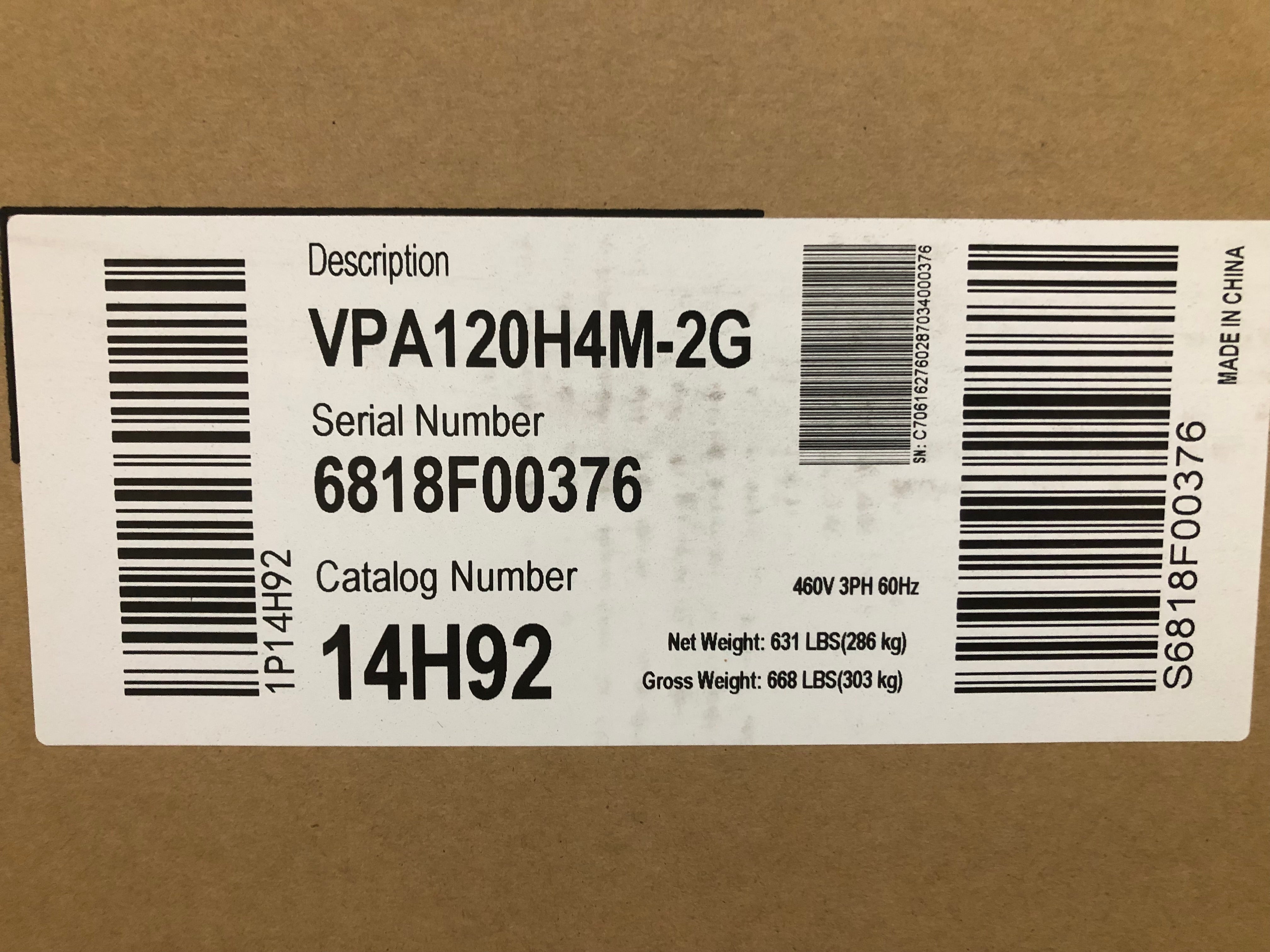 国鉄　積空銘板　12.5 90 120,000 BTU VRF Heat Recovery Multi-Split DC Inverter Outdoor Unit