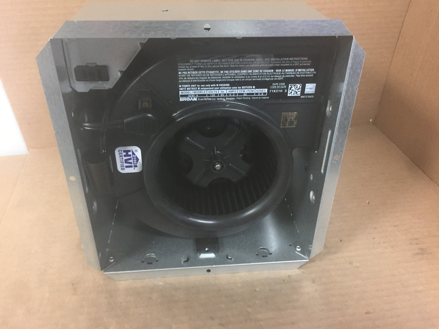 INVENT SERIES CEILING ROOMSIDE INSTALLATION BATHROOM EXHAUST FAN, 80 CFM