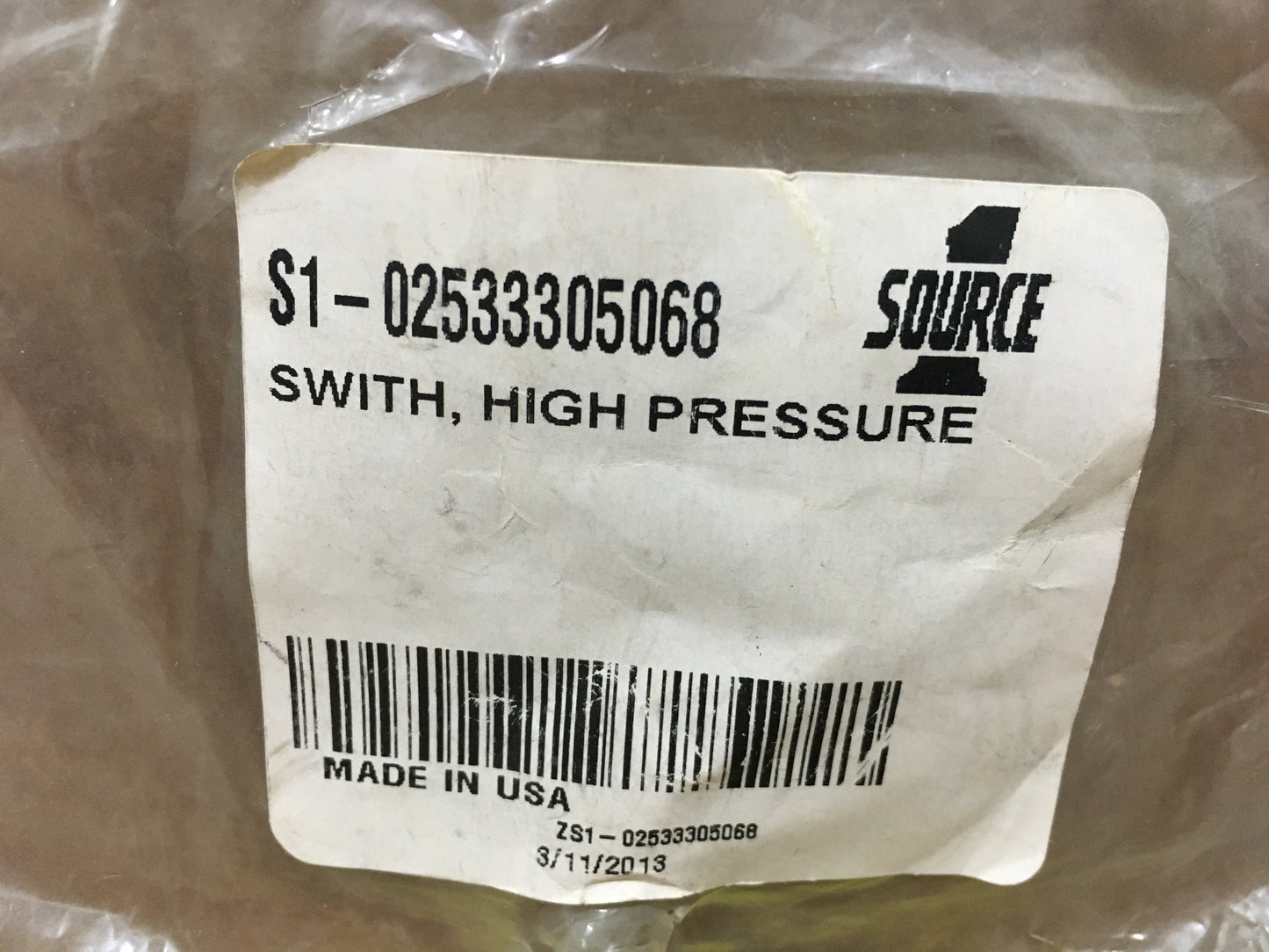 HIGH PRESSURE SWITCH 240 VAC