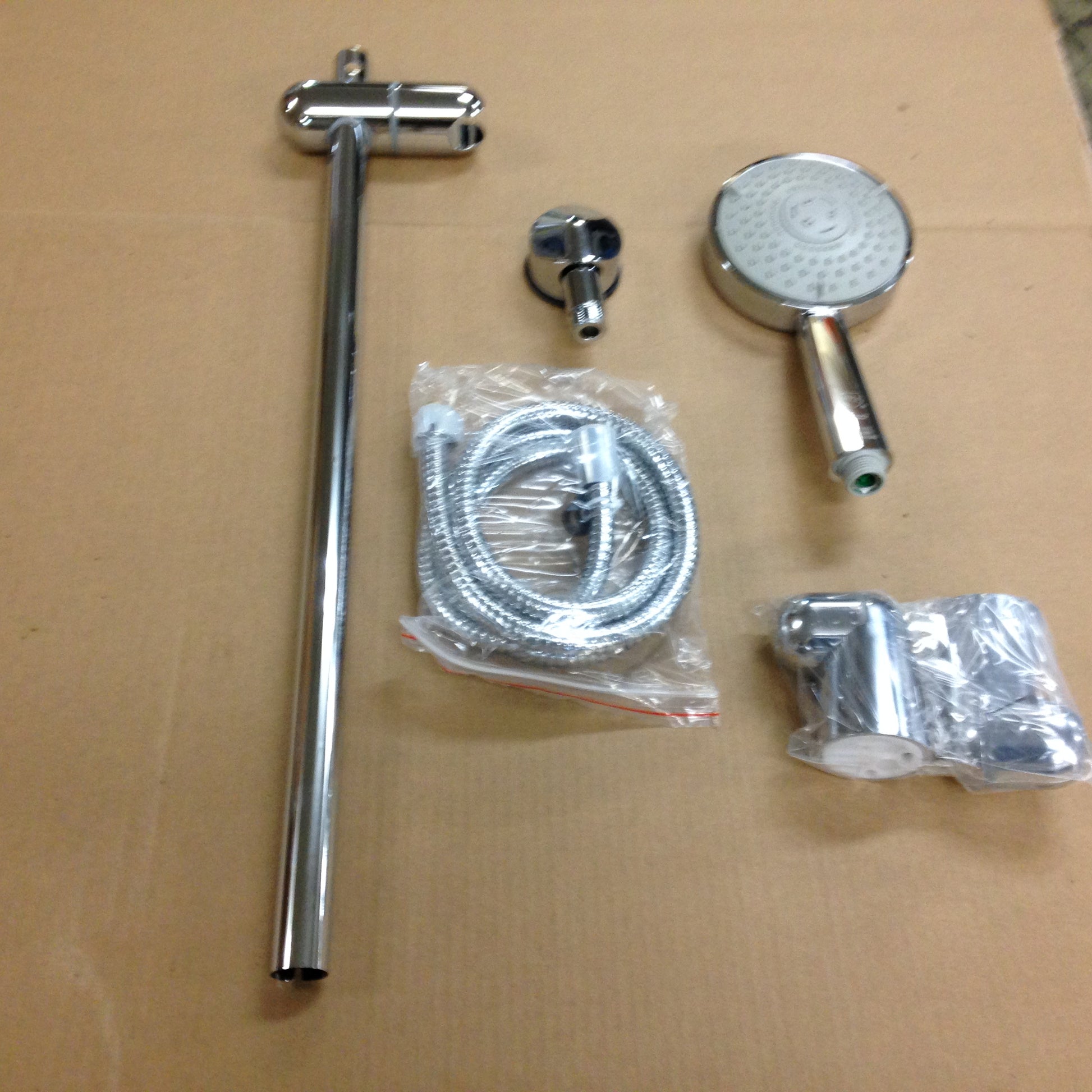 COMPLETE KIT OF RAIN HANDSHOWER, HOSE, WALL SUPPLY & STANDARD SLIDE BAR, CHROME