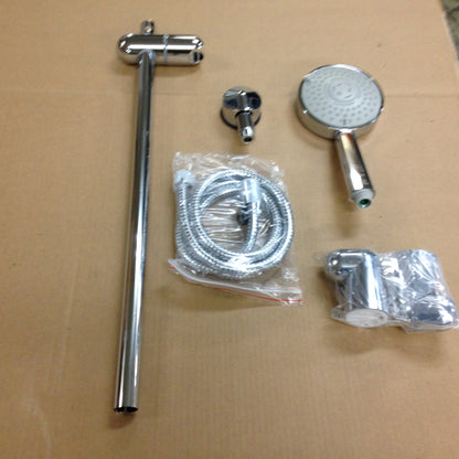 COMPLETE KIT OF RAIN HANDSHOWER, HOSE, WALL SUPPLY & STANDARD SLIDE BAR, CHROME